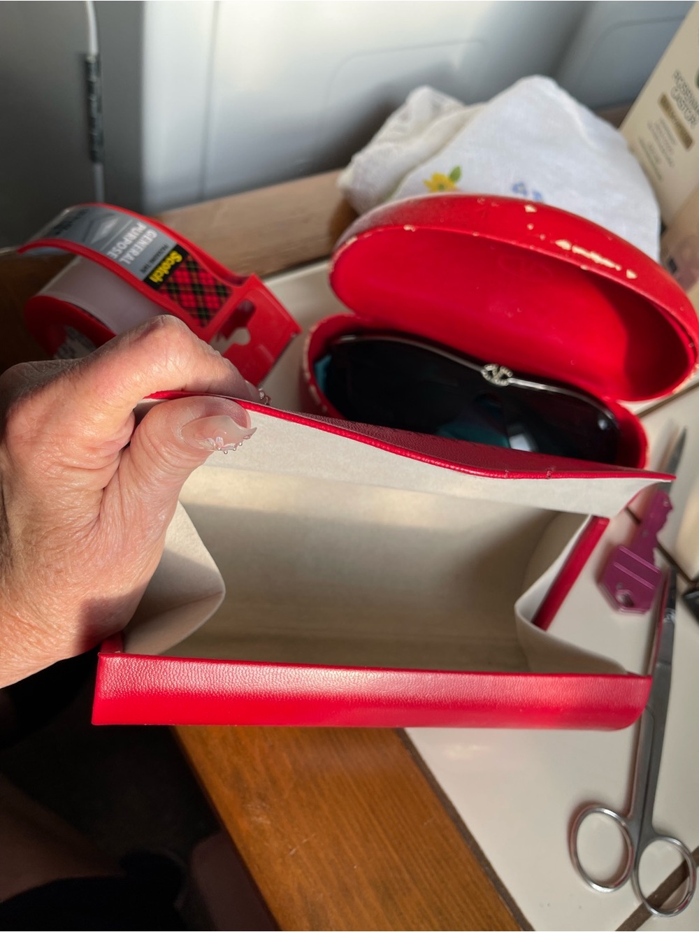 Valentino Black Shield Sunglasses with Red Case - Picture 2 of 4